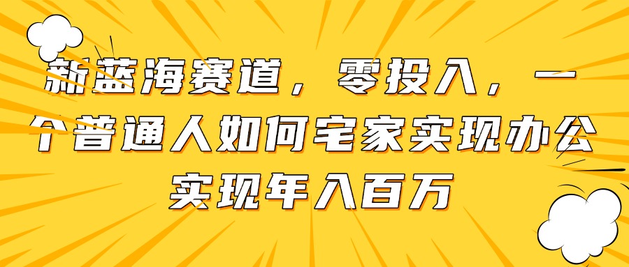 （14700期）新蓝海赛道，零投入，一个普通人如何宅家办公实现年入百万