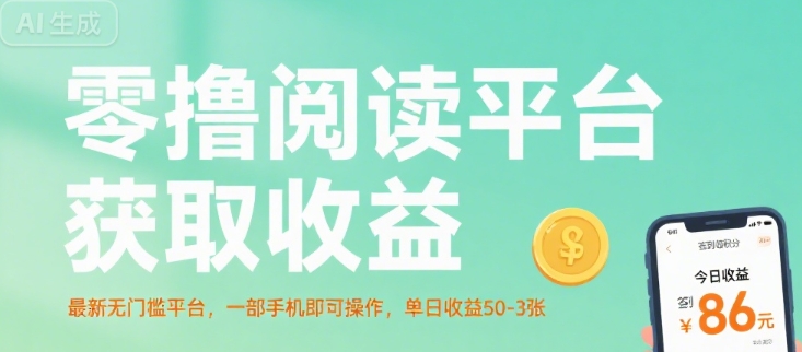 零撸阅读平台获取收益，最新无门槛平台，一部手机即可操作，单日收益50-3张