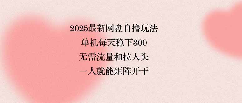 （15831期）2025最新网盘自撸玩法，单机每天稳下3张，无需流量和拉人头，一个人就…