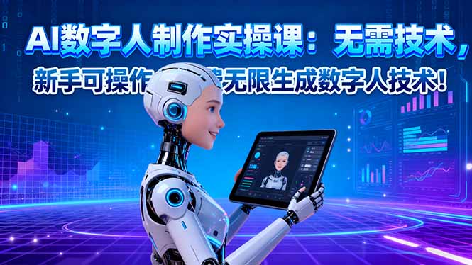（16376期）AI数字人制作实操课：无需技术，新手可操作，免费无限生成数字人技术！