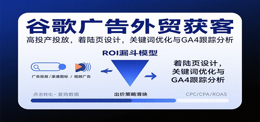 谷歌广告外贸获客，高投产投放，着陆页设计，关键词优化与GA4跟踪分析