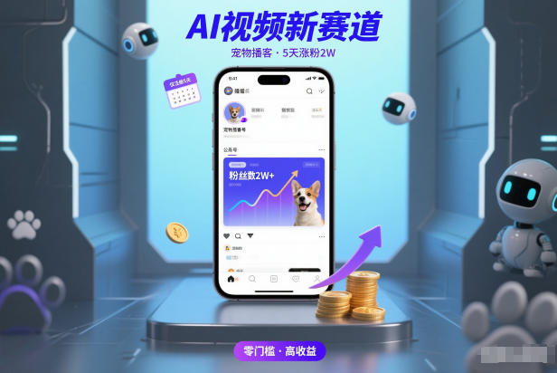AI视频新赛道，宠物播客仅注册5天涨粉2W，收益非常可观