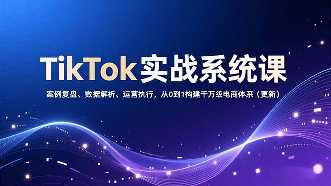 （16918期）TikTok实战系统课，案例复盘、数据解析、运营执行，从0到1构建千万级电商体系（更新）