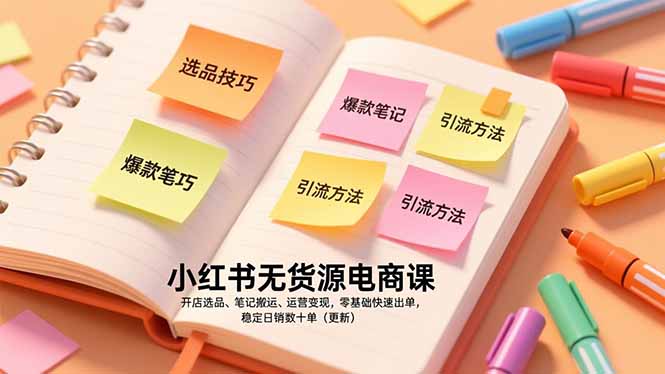 （17018期）小红书无货源电商课，开店选品、笔记搬运、运营变现，零基础快速出单，稳定日销数十单（更新）