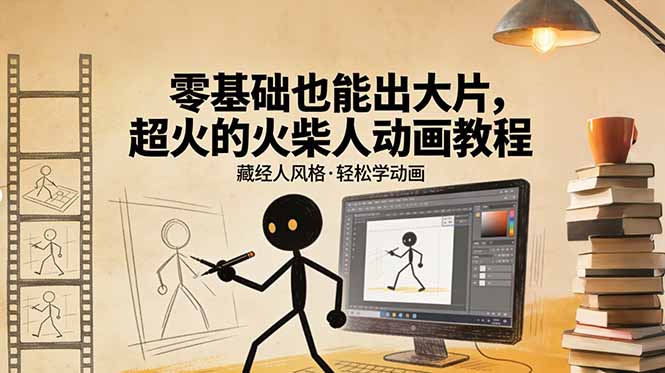 (17464期)零基础也能出大片,超火的火柴人动画教程(藏经人风格)