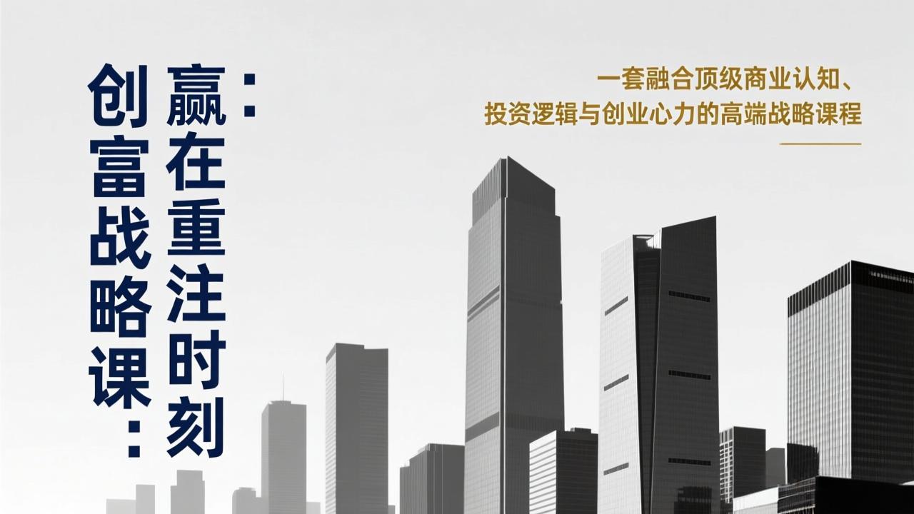 （17337期）《创富战略课：赢在重注时刻》一套融合顶级商业认知、投资逻辑与创业心力的高端战略课程