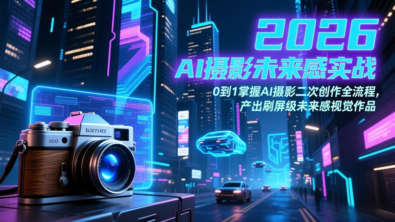 (17584期)2026 AI摄影未来感实战:0到1掌握AI摄影二次创作全流程,产出刷屏级未来感视觉作品