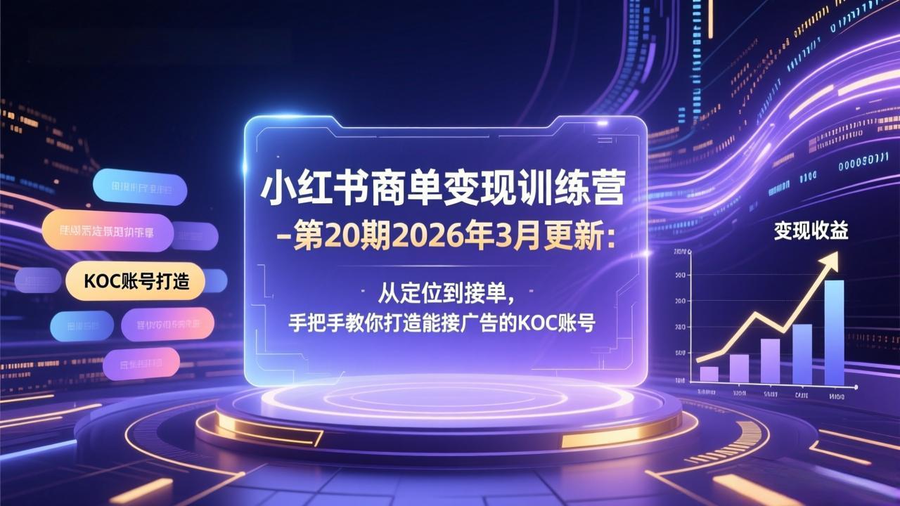 (17590期)小红书商单变现训练营-第20期26年3月更新:从定位到接单,手把手教你打造能接广告的KOC账号
