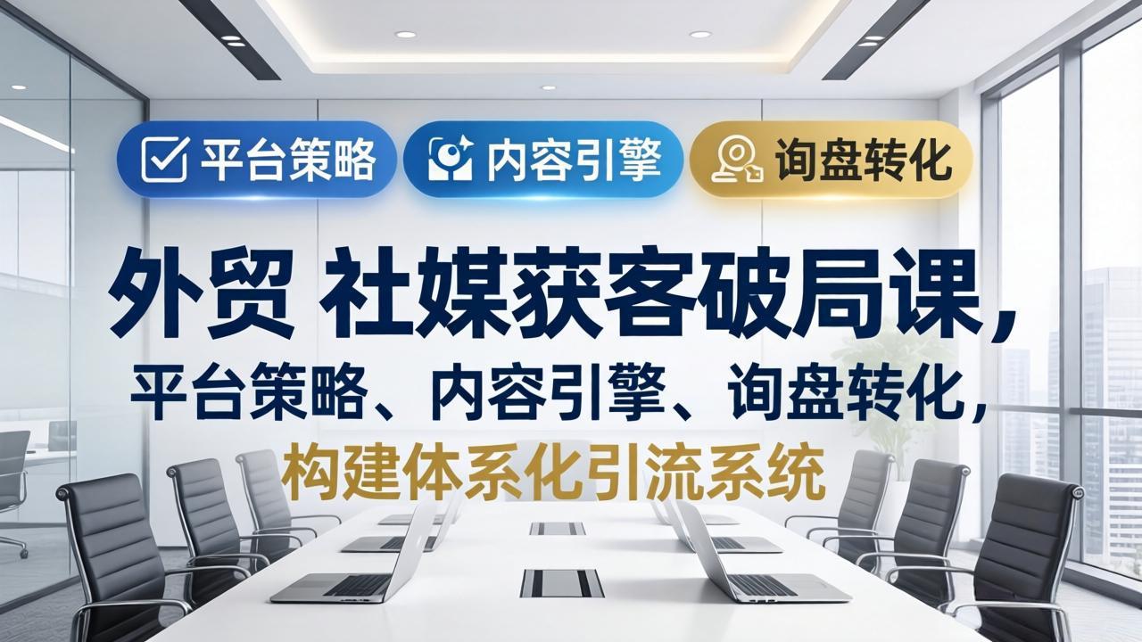 (17901期)外贸 社媒获客破局课,平台策略、内容引擎、询盘转化,构建体系化引流系统(更新26年3月)