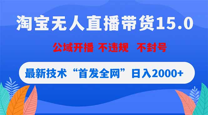 (18562期)淘宝无人直播带货15.0,不封号,不违规,公域玩法,首发全网日入2000+