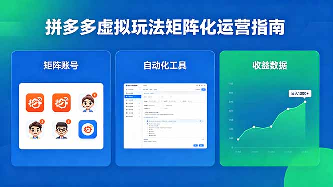 （18361期）闭眼可复制的拼多多虚拟玩法，矩阵化运营，长期稳定日入 1000+