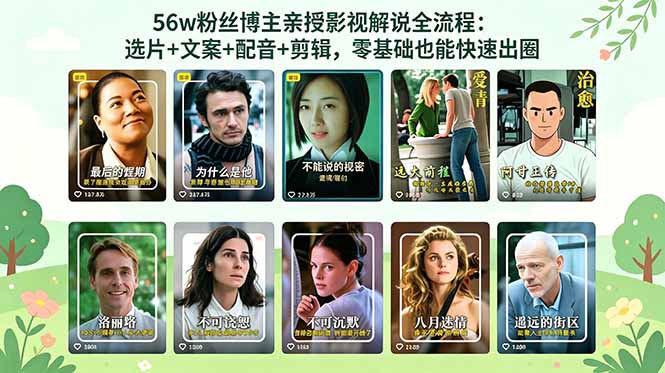 （18579期）56万粉丝博主亲授影视解说全流程：选片+文案+配音+剪辑，零基础也能快速出圈