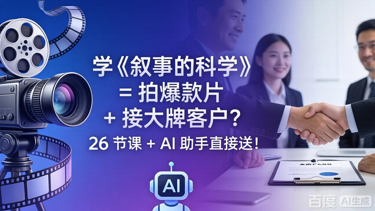 （18302期）学《叙事的科学》= 拍爆款片 + 接大牌客户？26 节课 + AI 助手直接送！
