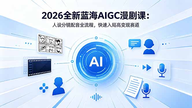 (18621期)2026全新蓝海AIGC漫剧课:人设分镜配音全流程,快速入局高变现赛道