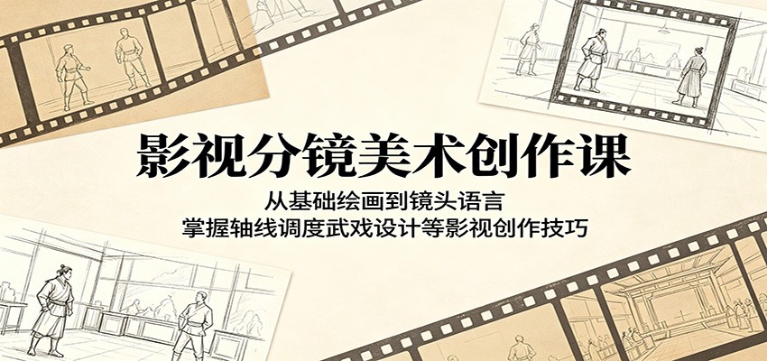 影视分镜美术创作课:从基础绘画到镜头语言,掌握轴线调度武戏设计等影视创作技巧