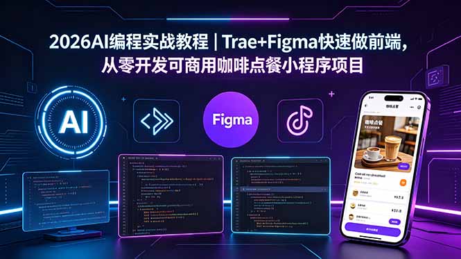 (18627期)2026AI编程实战教程|Trae+Figma快速做前端,从零开发可商用咖啡点餐小程序项目