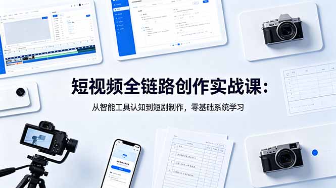 (18683期)短视频全链路创作实战课:从智能工具认知到短剧制作,零基础系统学习