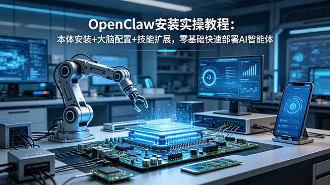 (18982期)OpenClaw安装实操教程:本体安装+大脑配置+技能扩展,零基础快速部署AI智能体
