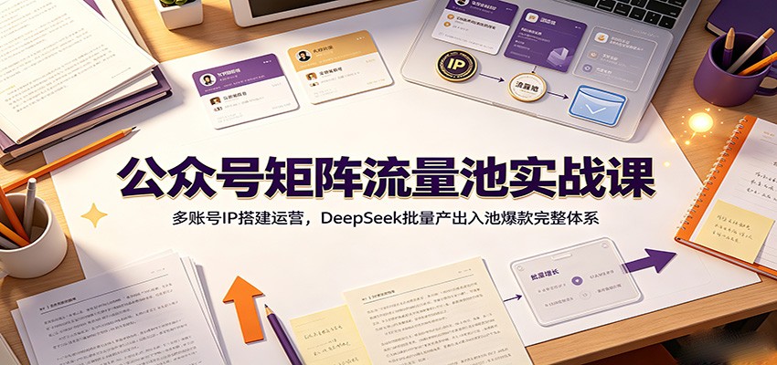 公众号矩阵流量池实战课:多账号IP搭建运营,DeepSeek批量产出入池爆款完整体系