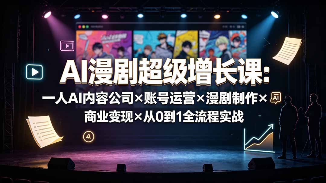 (19553期)AI漫剧超级增长课:一人AI内容公司×账号运营×漫剧制作×商业变现×从0到1全流程实战