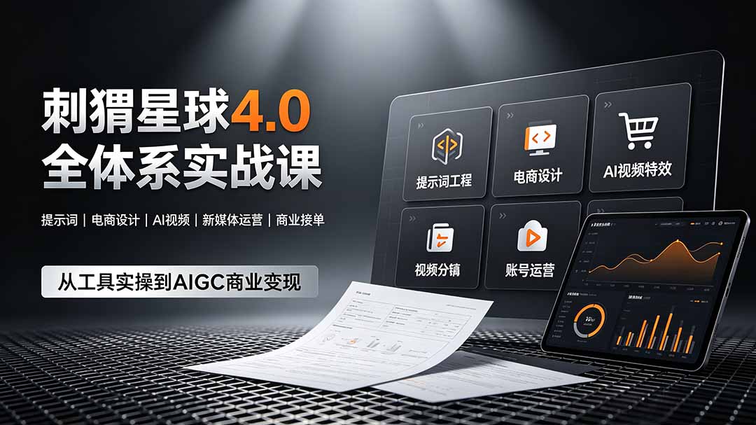 (19224期)刺猬星球4.0全体系实战课,覆盖提示词工程、电商设计、AI视频特效与新媒体运营,一站式掌握AIGC商业核心技能