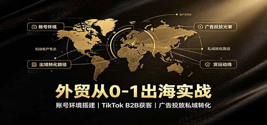 外贸从0-1出海实战:账号环境搭建,TikTok B2B获客,广告投放私域转化