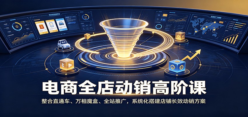 电商全店动销高阶课:整合直通车、万相魔盒、全站推广,系统化搭建店铺长效动销方案