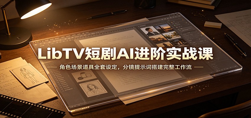 LibTV短剧AI进阶实战课:角色场景道具全套设定,分镜提示词搭建完整工作流