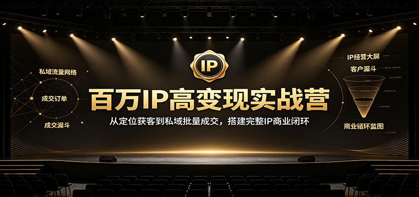 百万IP高变现实战营:从定位获客到私域批量成交,搭建完整IP商业闭环