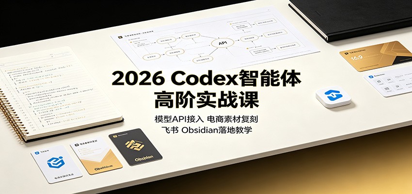 2026 Codex智能体高阶实战课：模型API接入，电商素材复刻，飞书Obsidian落地教学