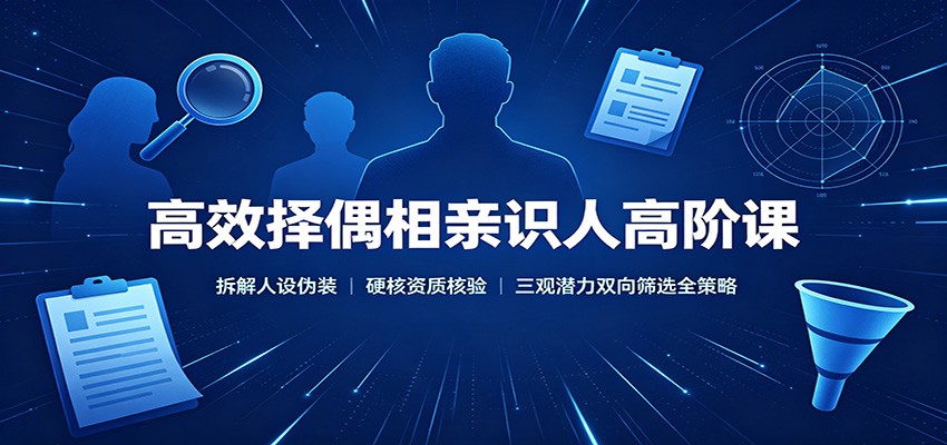 高效择偶相亲识人高阶课:拆解人设伪装,硬核资质核验,三观潜力双向筛选全策略