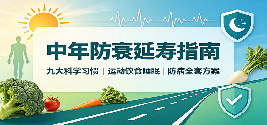 中年防衰延寿指南:九大科学习惯,运动饮食睡眠防病全套方案