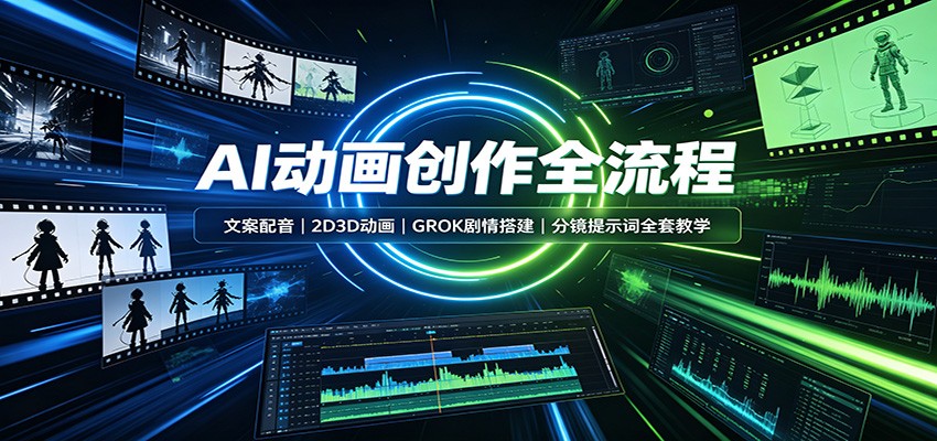 AI动画创作全流程:文案配音,2D3D动画,GROK剧情搭建,分镜提示词全套教学