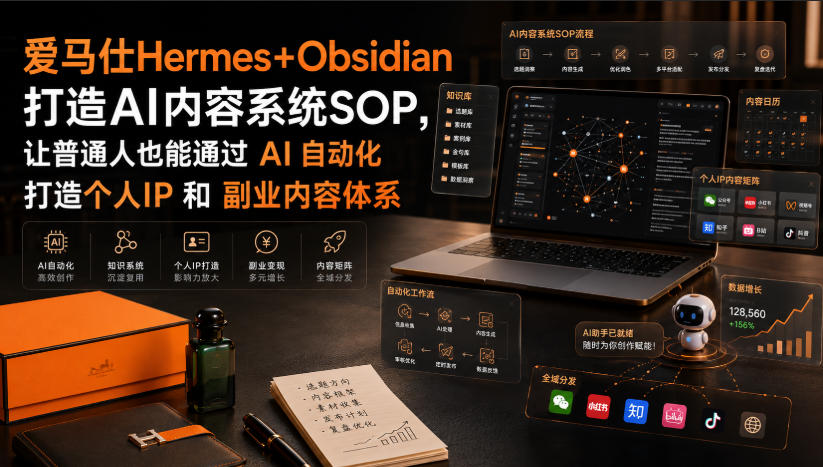 爱马仕Hermes+Obsidian打造AI内容系统SOP,让普通人也能通过 AI 自动化打造个人IP 和 副业内容体系