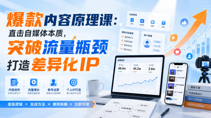 爆款内容原理课:直击自媒体本质,突破流量瓶颈打造差异化IP