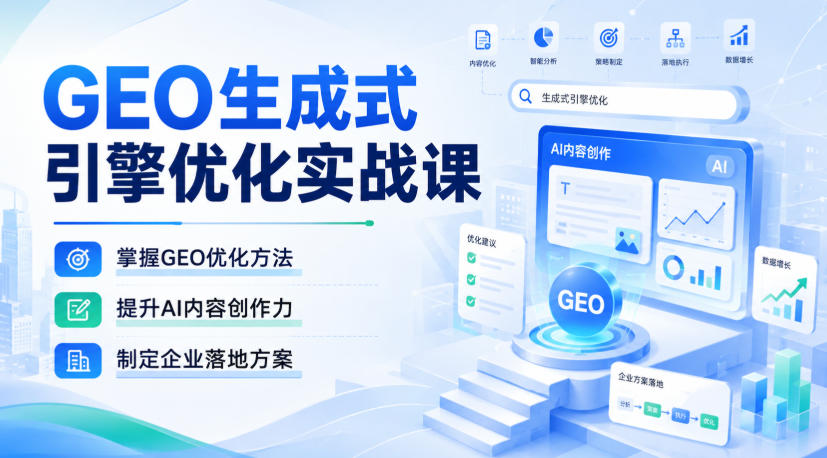 GEO生成式引擎优化实战课，掌握GEO优化方法，提升AI内容创作力，制定企业落地方案