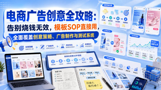 电商广告创意全攻略:告别烧钱无效,模板SOP直接用,全面覆盖创意策略、广告制作与测试系统【原创双语字幕】