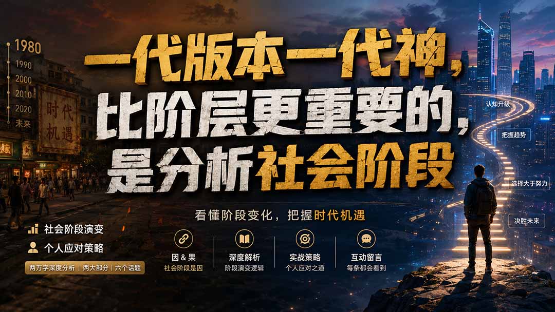 (19745期)付费文章:一代版本一代神,比阶层更重要的,是分析社会阶段