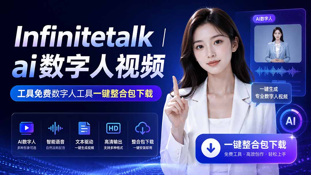 （20008期）Infinitetalk丨ai数字人视频-工具免费数字人工具一键整合包下载