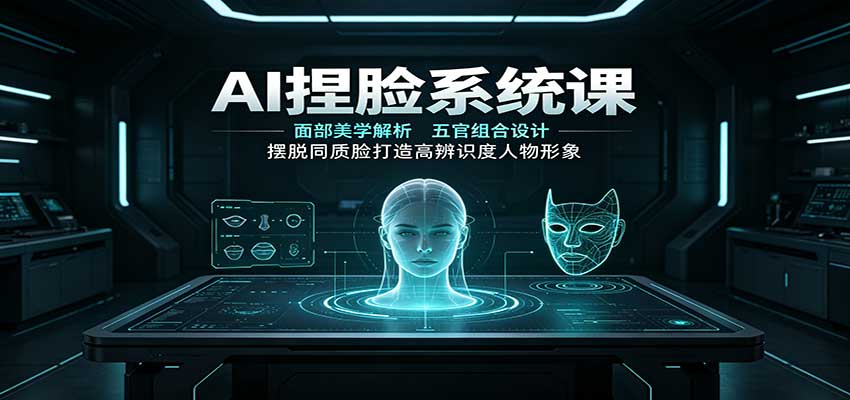 AI捏脸系统课：面部美学解析，五官组合设计，摆脱同质脸打造高辨识度人物形象