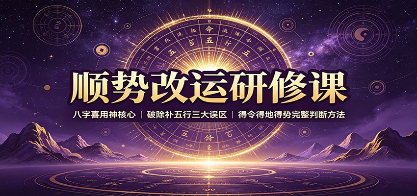 顺势改运研修课：八字喜用神核心，破除补五行三大误区，得令得地得势完整判断方法