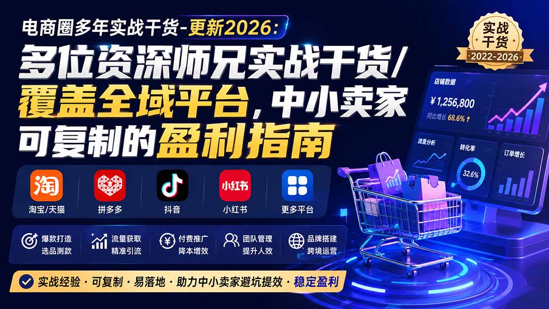 （20012期）电商圈多年实战干货-更新2026：多位资深师兄实战干货/覆盖全域平台，中小卖家可复制的盈利指南