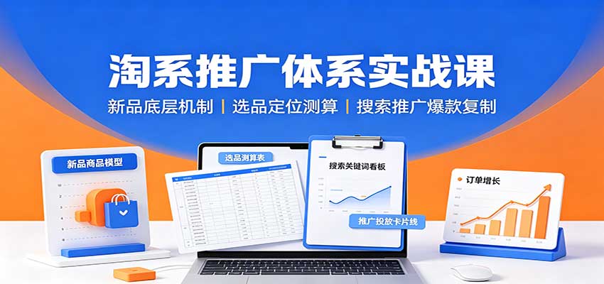 淘系推广体系实战课:新品底层机制,选品定位测算,搜索推广爆款复制