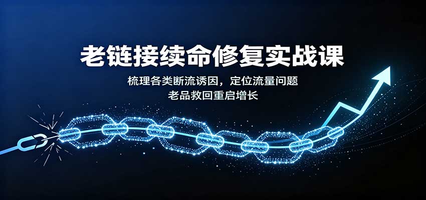老链接续命修复实战课:梳理各类断流诱因,定位流量问题,老品救回重启增长