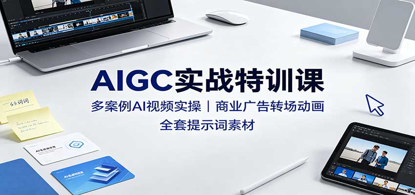 AIGC实战特训课:多案例AI视频实操,商业广告转场动画,全套提示词素材