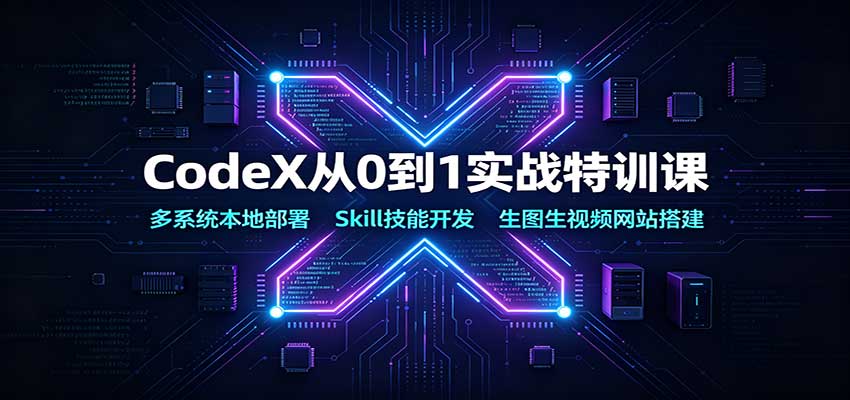 CodeX从0到1实战特训课:多系统本地部署,Skill技能开发,生图生视频网站搭建