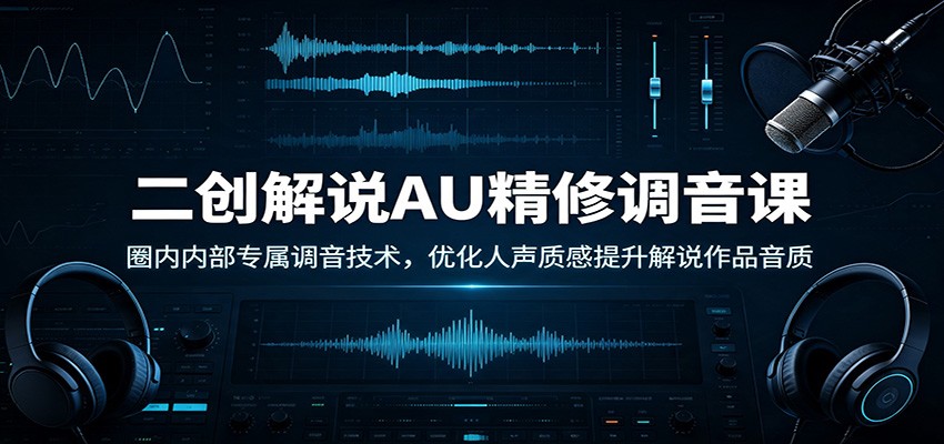 二创解说AU精修调音课:圈内内部专属调音技术,优化人声质感提升解说作品音质