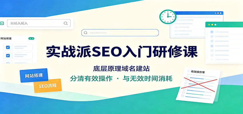 实战派SEO入门研修课:底层原理域名建站,分清有效操作与无效时间消耗