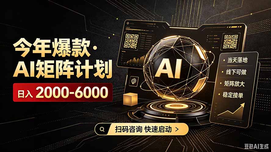 (19703期)AI矩阵计划!日收益3000-8000+,项目绿色长久,安全合规靠谱,可批量放大。扶持工作室和分公司