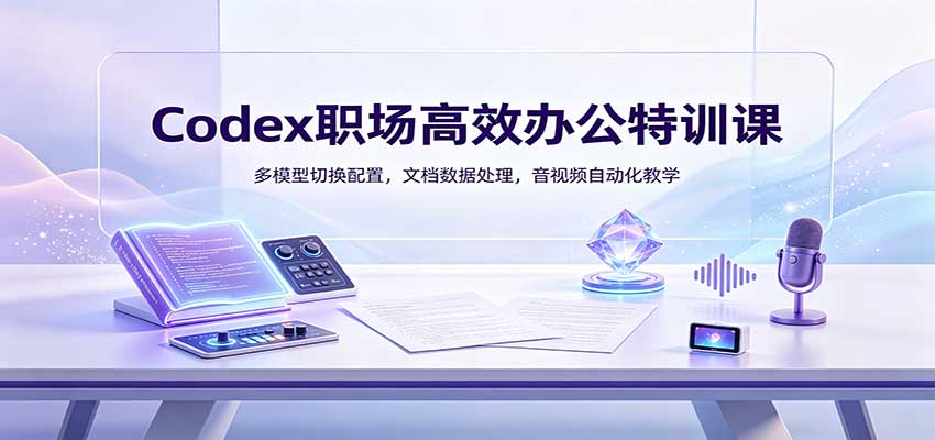 Codex职场高效办公特训课:多模型切换配置,文档数据处理,音视频自动化教学